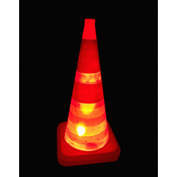 Cône de signalisation pliable avec LED et bandes réfléchissantes (50 ou 75 cm)