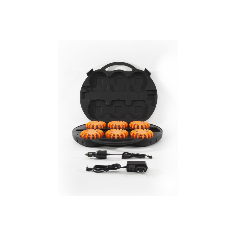 Mallette de 6 lampes LED clignotantes orange