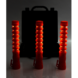Kit de 3 bâtons lumineux LED pour gestion du trafic avec mallette de charge