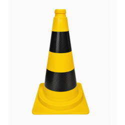 Cône de signalisation noir et jaune 75 cm