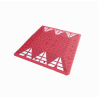 Vue de trois quarts du coussin berlinois rouge et de ses éléments modulaires