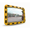 Miroir de sécurité industriel rectangulaire jaune et noir