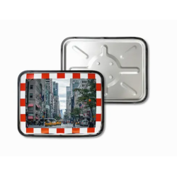 Miroir de circulation rectangulaire acrylique blanc et rouge