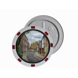 Miroir de circulation rond acrylique blanc et rouge