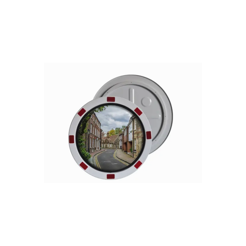 Miroir de circulation rond acrylique blanc et rouge