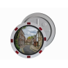 Miroir de circulation rond acrylique blanc et rouge